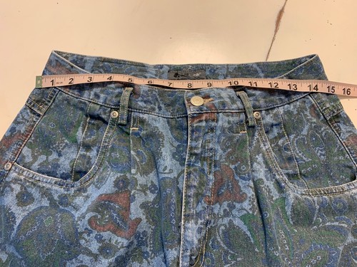 Vintage Lizwear Denim Mom Jeans Blue Floral Paisley Size 12 High Waist Pleated - Picture 5 of 9