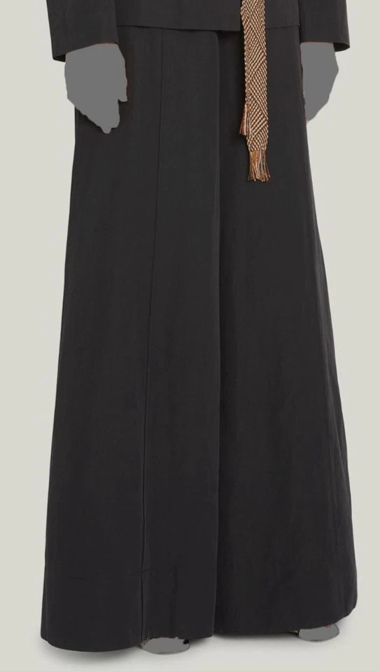 Calça Ulla Johnson feminina preta polina linho seda perna larga tamanho 0