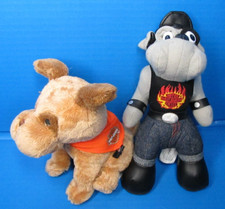 Harley-Davidson Lot of 2 Dogs Plush Brown Dog 6"  Bulldog 8"
