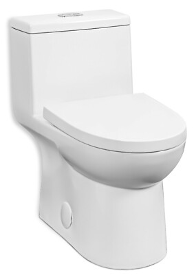 Fiore435E One Piece Elongated Toilet w/ Slow Close Seat,1.28 gpf, Top Push Flush