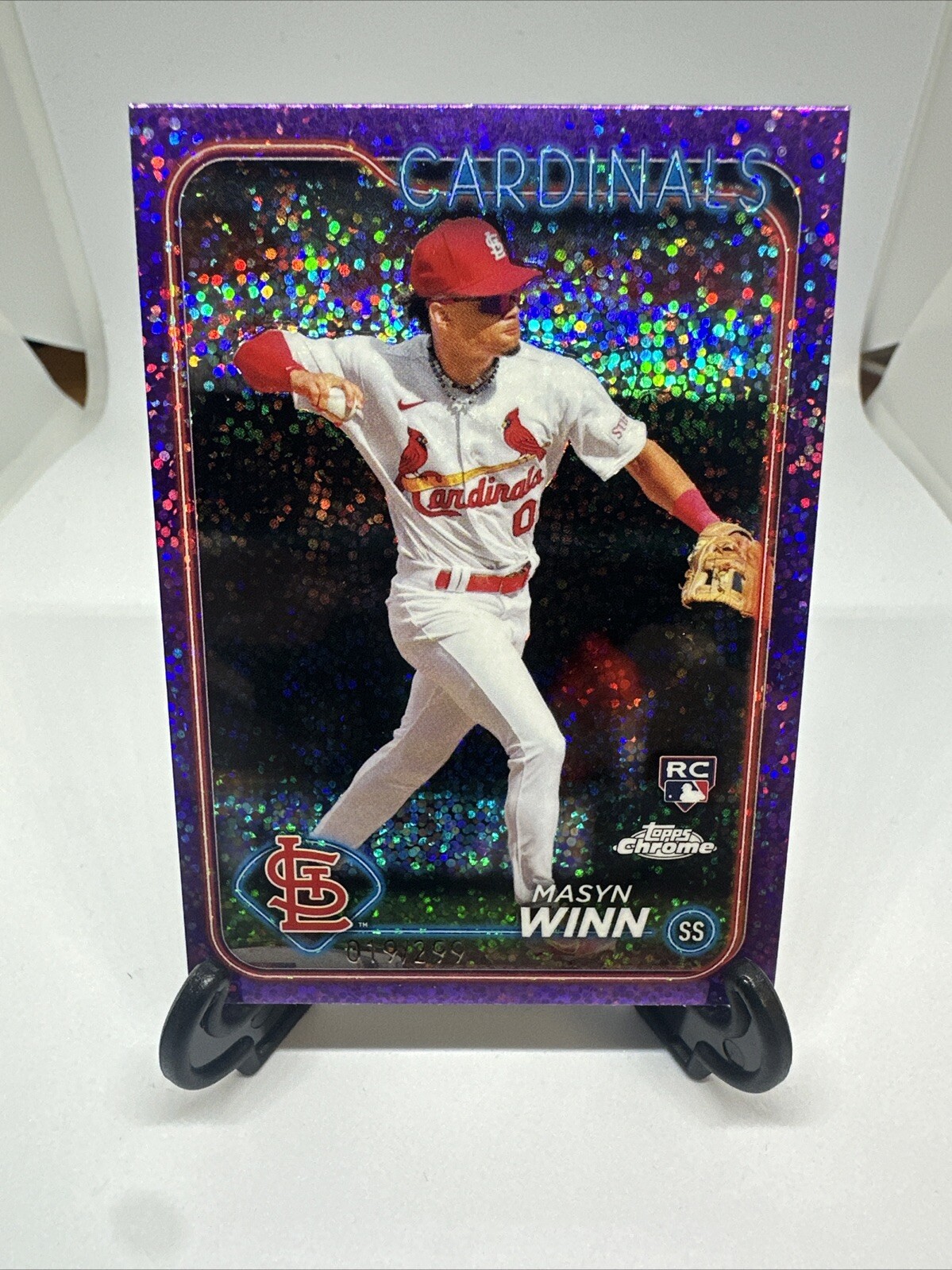 Masyn Winn 2024 Topps Chrome #189 Rookie Purple Sparkle Refractor /299