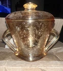 Vintage Jeanette Marigold Carnival Glass Sugar Bowl & Lid