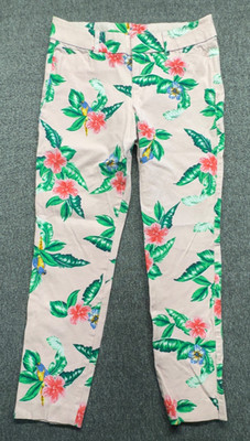 Old Navy Pants Women 6 Pink Floral Hawaiian Green Pixie Birds Low Rise