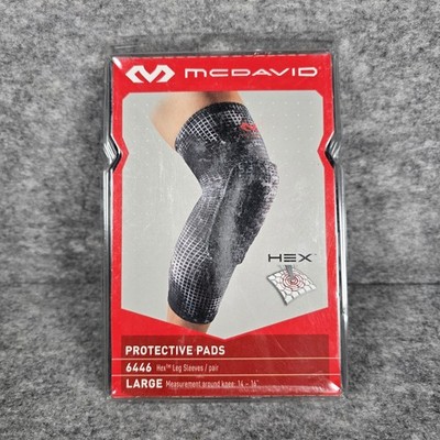 McDavid 6446 Adult HEX Protective Pads Leg Sleeves MGrid Black Gray 14-16'' NEW 