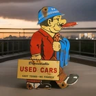 Vintage Used Cars Porcelain Sign Dealership Ford Chevrolet Dodge Toyota Gas Oil