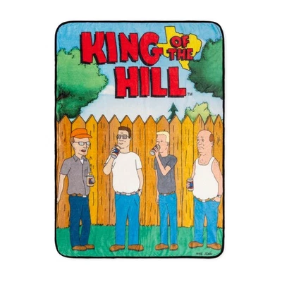 SILVER BUFFALO King Of The Hill Group Logo Scene Flannel Throw Blanket | 45 x 60 Inches