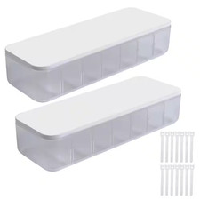 Desktop Cable Management Storage Box with 14 Wire Ties Adjustable Compartment Or