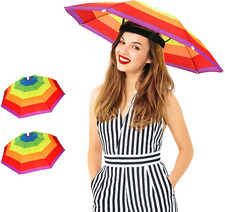 Umbrella Hat, 2 Pack Colorful Party Hats Hands Free Umbrella