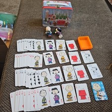 VTG PEANUTS 3" PLAYING CARDS miniature DECK Charlie Brown Lucy Ornaments HM TIN