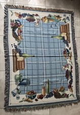 Country Tapestry Throw Blanket Farmhouse Cottagecore Wine Fruit Basket 131 X 180