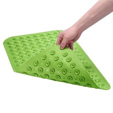 Anti-Slip Shower Mat, 28 x 15"TPR Bathtub Non Slip with Suction Cup, Green