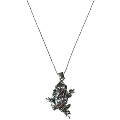 designs by bobby duggal Silver Rain Frog Necklace