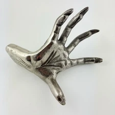 Metal Hand Wall Mount Coat Hanger Rack Sculpture Witch Hand Spooky Monster Art