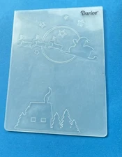 Darice. SANTA'S FLY-OVER Embossing Folder Christmas Sleigh. Reindeer.