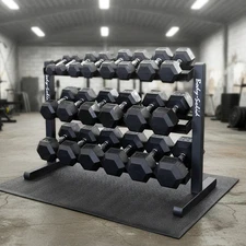 Body-Solid 5-50 lb. Rubber Dumbbell Package with Rack