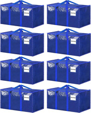 8 Pack Extra Large Clothes Storage Bins with Lids, Moving Bags,Blue Storage Ba