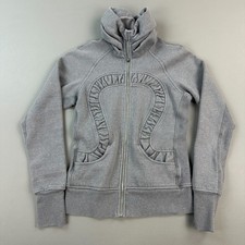 Lululemon Cuddle Up Jacket Women's 6 Gray Sparkly Ruffles Full Zip Thumbholes