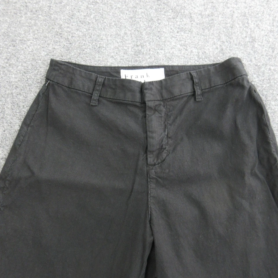 Pantalones Frank & Eileen Kinsale para mujer 6 negros de lino pierna ancha dobladillo crudo hechos en EE. UU. Foto 4 de 4