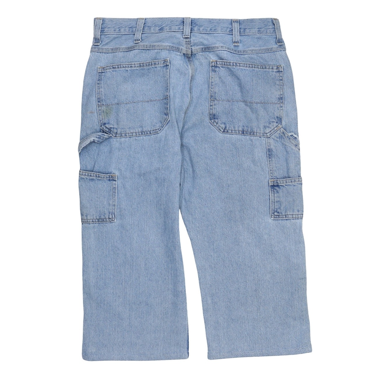 Faded Glory Mens Jeans Light Blue Relaxed Fit Cargo Pockets Workwear Denim L