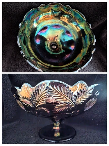 Cambridge Amethyst Inverted Strawberry  Large Compote  1908c.                (A)