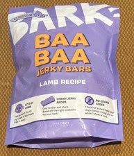 Bark Box Baa Baa Jerky Bars. Dog Treats. Lamb Recipe. 3oz. 