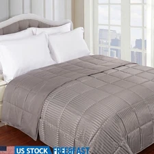 Reversible Hypoallergenic Down Alternative Soft Blanket Cozy Baffle Box Stitched