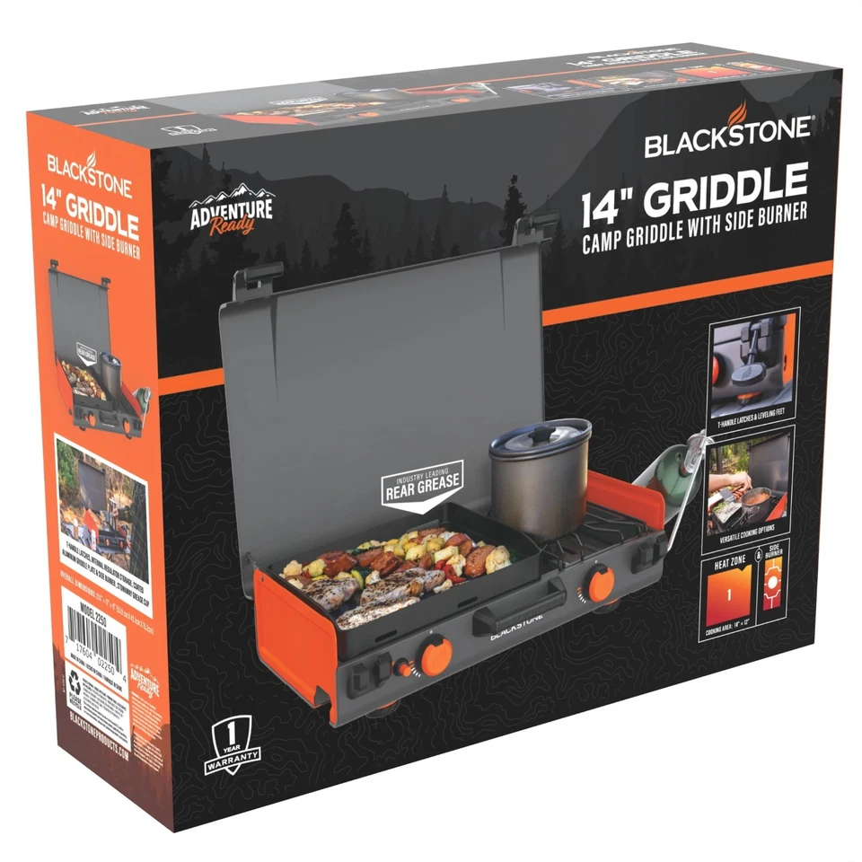 Plancha de propano Blackstone 14.400 BTU Adventure Ready 14" con quemador lateral Foto 3 de 4