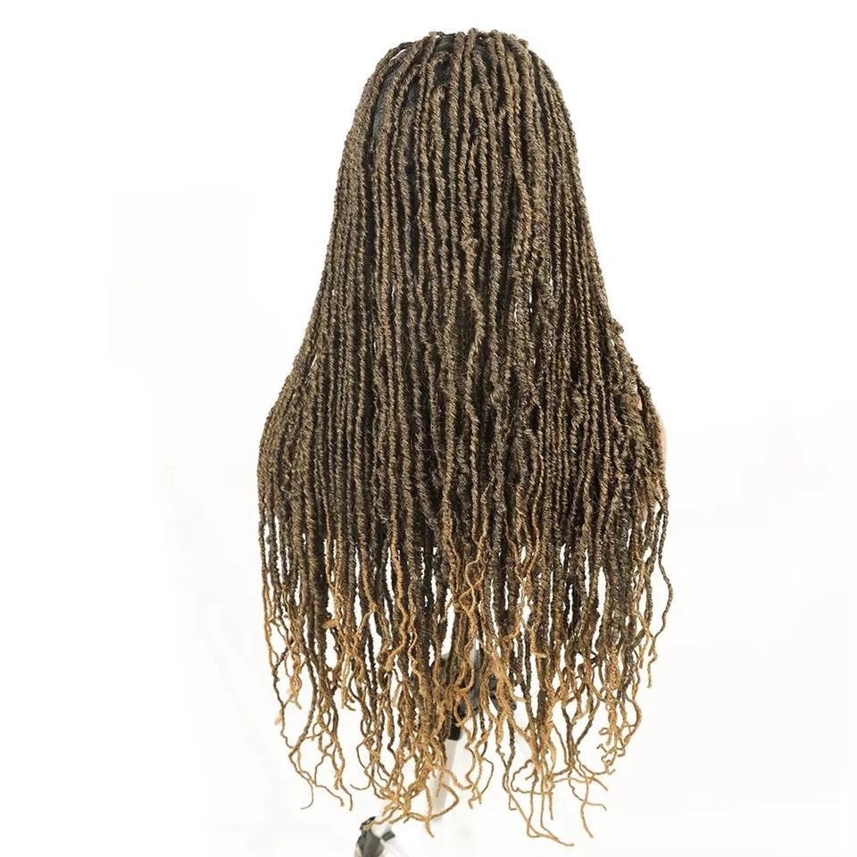 Peluca trenzada de ganchillo ombre 32" de encaje completo para mujer pelucas Nu Locs Foto 4 de 4