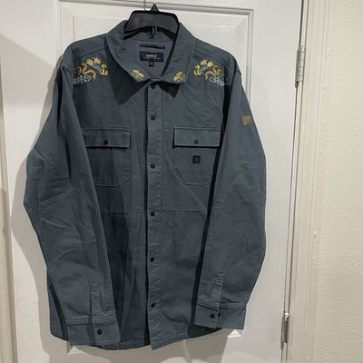 Roark The Artifacts of Adv. Embroidered Shirt Jacket Size L 100% Cottonn Flawed