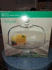 Vintage Anchor Hocking Wexford Clear Glass Footed Cake Stand/Punch Bowl BNIB