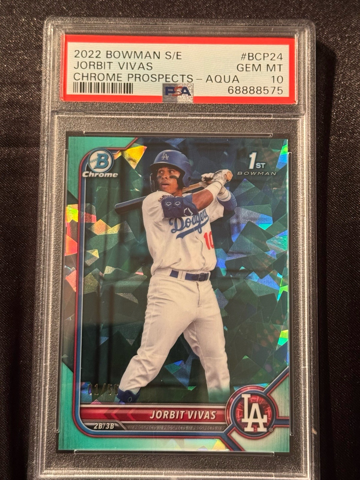 2022 Bowman Sapphire Jorbit Vivas Chrome Prospects Aqua /55 PSA 10 #BCP-24
