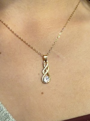 1,1 ct Moissanit Infinity Anhänger Halskette, Gold über 925 Sterlingsilber