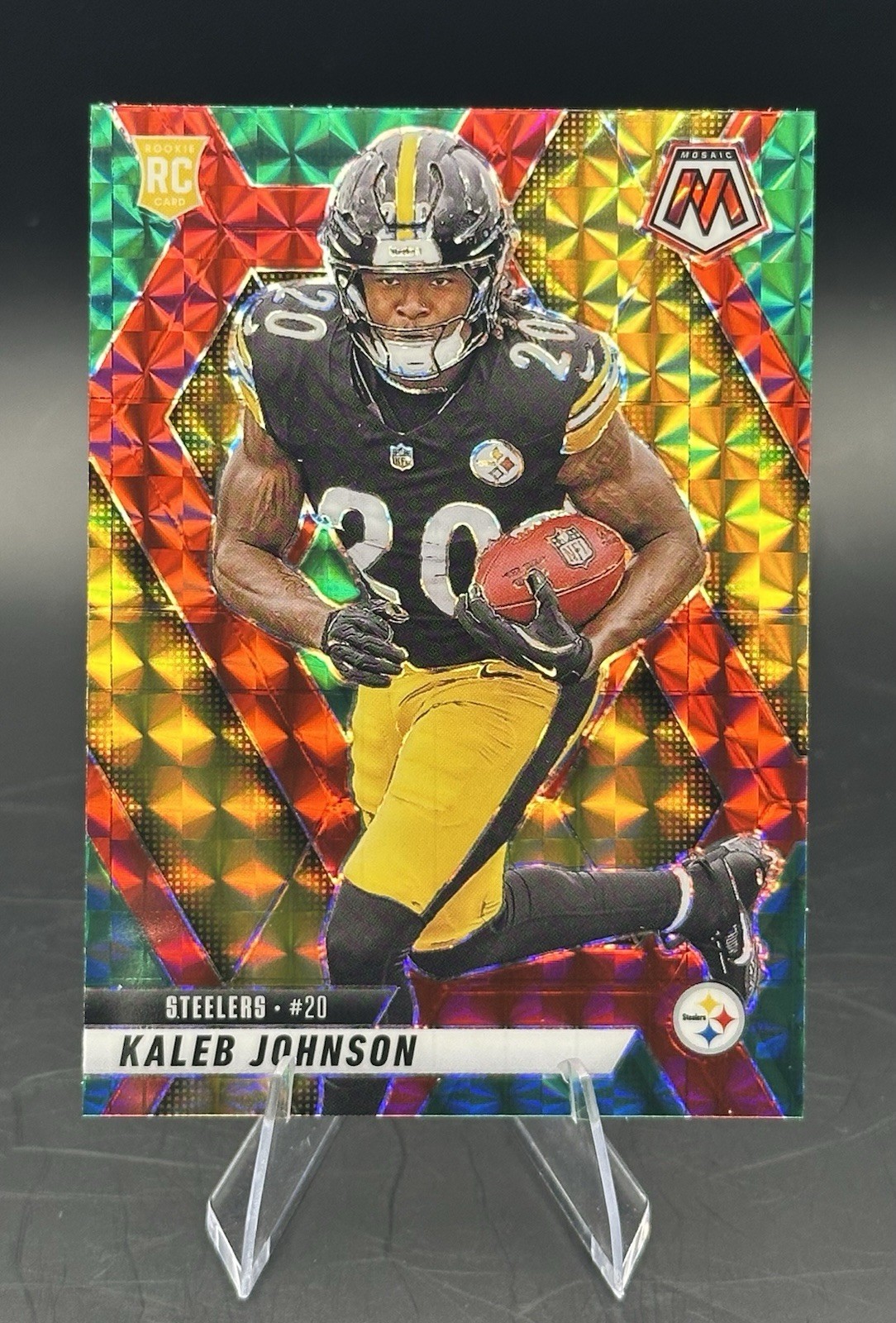 Kaleb Johnson Choice Red & Green Fusion SP 2025 Panini Mosaic #315 Steelers