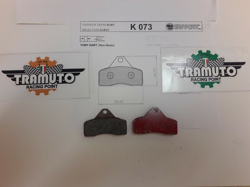 COPPIA PASTIGLIE FRENI ANTERIORI POSTERIORI ADATTABILI TONY KART NEW MODEL K073 - Picture 1 of 2