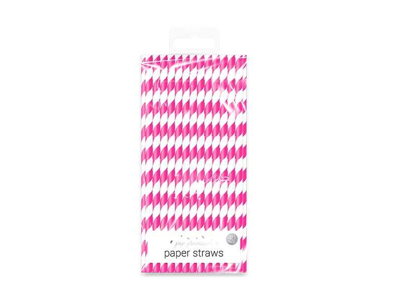 Paquete de 40 pajitas de papel baratas rosa, amarillo, azul para cumpleaños Foto 3 de 3