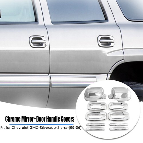 Fits 1999 2000-2006 GMC Yukon XL Chrome Full Mirror Cap 4Door Handle Cover Trims - Picture 3 of 13