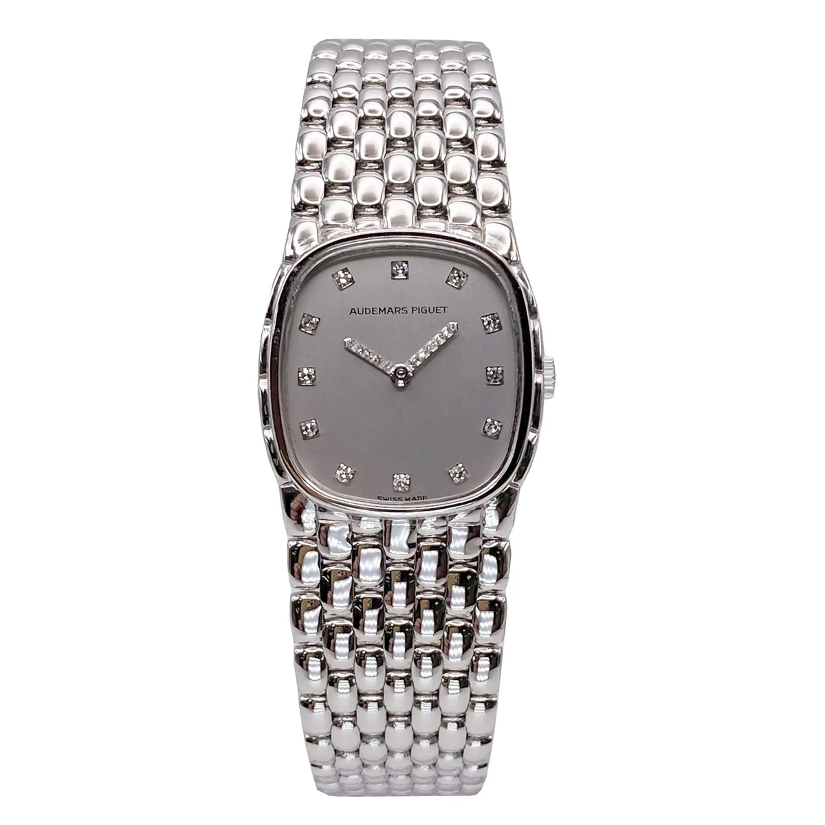 Audemars Piguet Cobra 22mm 18k White Gold Silver Diamond Dial Manual Wind Watch