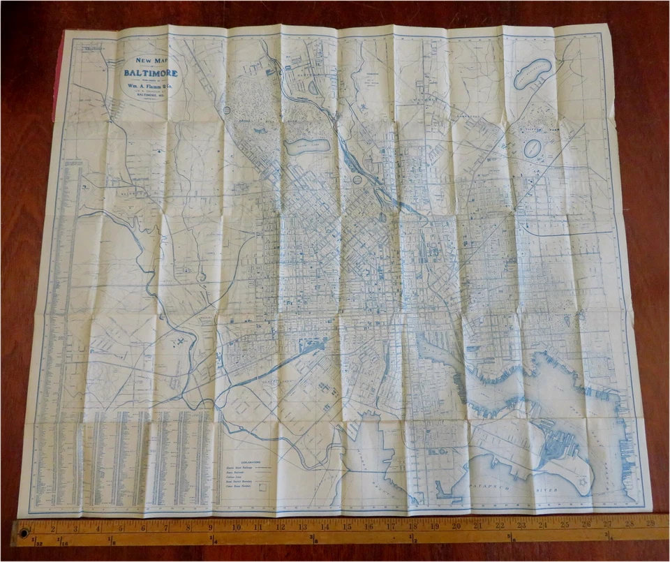 Baltimore Maryland detailed city plan Patapsco River 1900 Flamm rare pocket map - Image 2 of 4