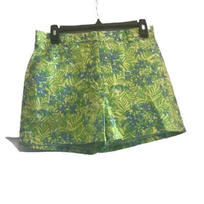 TIBI Shorts RN 28292 Lime, Yellow, Blue Floral Shorts Women's Size