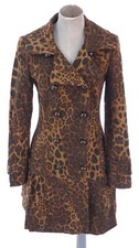 Helene Berman Coat Leopard Animal Print Pleated Back Cotton Overcoat Uk 8