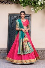 Latest New Pink Jacquard Silk Lehenga Choli With Dupatta For Women Function
