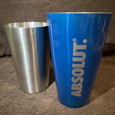 Absolut Vodka - Blue Stainless Steel Tin/Tin Barware Cocktail Shaker - NIB