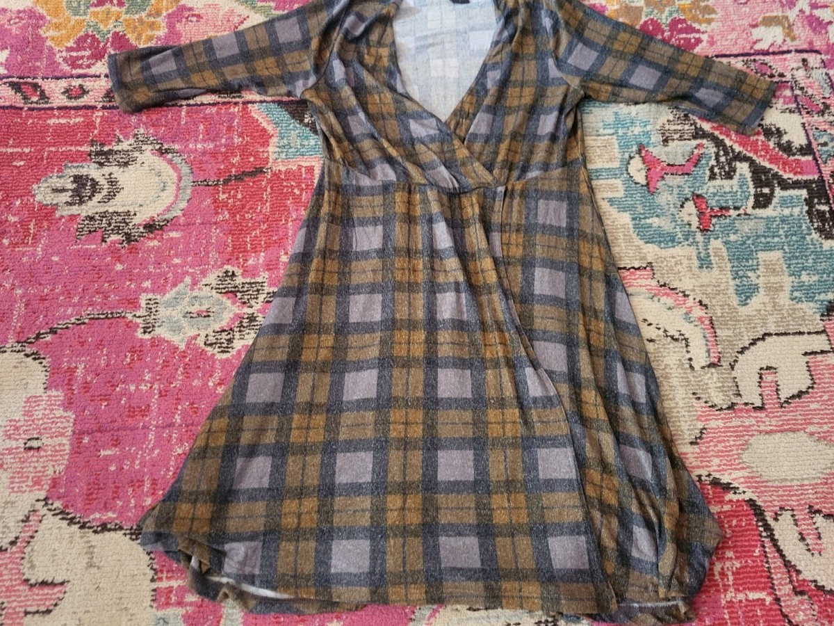 chinese dress ladies Midi Plaid Swing wool Dress Women 4740 – Xiaolizi main image 1