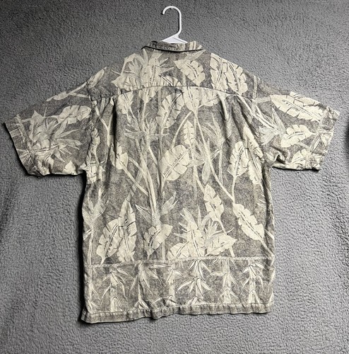 Tommy Bahama Hawaiian Shirt Size Large Gray Floral 100% Silk Button Down Relax - Picture 2 of 17