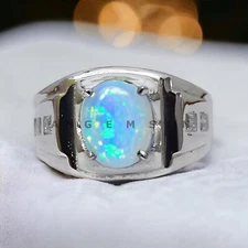 Opal Gemstone With 925 Sterling Silver Groom Ring For Men's #AL907