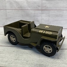 Vintage Tonka Jeep US Army GR2-2431 Pressed Steel Military Green Good As Is