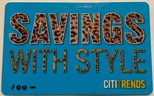 CITITRENDS GIFT CARD VALUE $89.82 BUY IT NOW $80 GREAT DEAL! FREE SHIPPING!