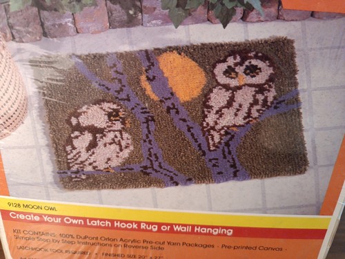VTG Owl Moon Yarn Kits Inc. Latch Hook Kit 9128. Rug Or Wall Hanging Sealed 1977