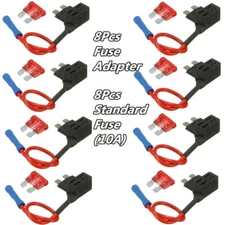 8Sets Add-A-Circuit Fuse TAP Adapter Standard ATO ATC Auto Car Blade Fuse Holder