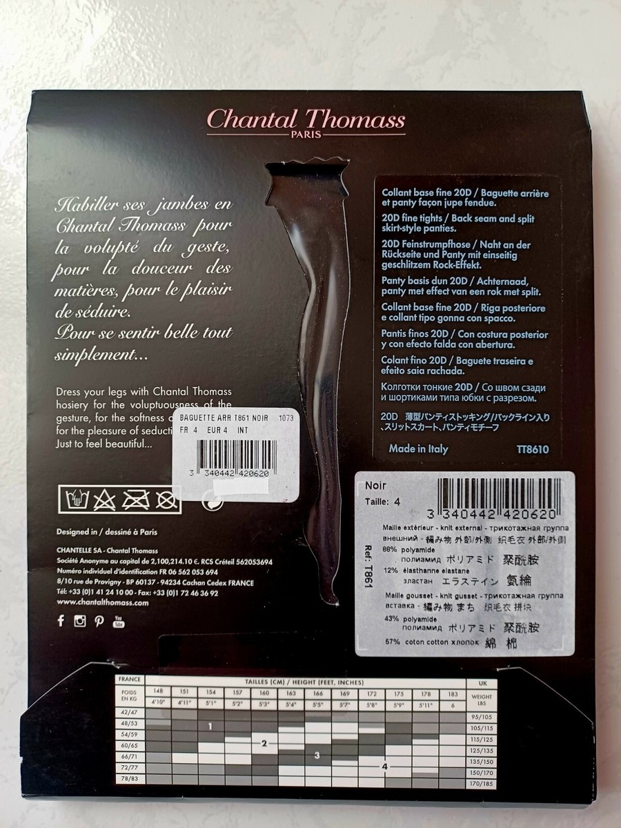 Collants Chantal Thomass 20 Deniers Taille 3 - Noir, Modèle Jupe Fendue T861, Neuf Avec étiquettes